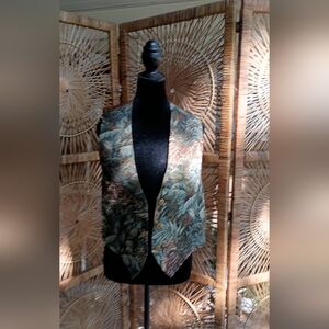 Vintage Facets By Mirrors Embroidered Safari Floral Patterned Vest_Small